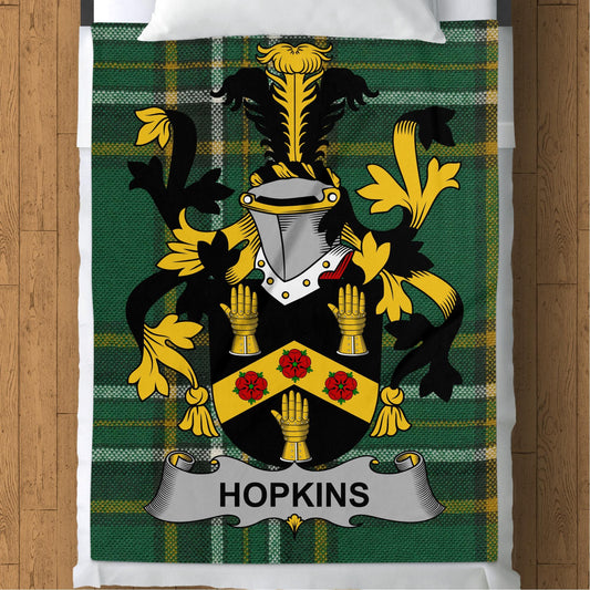 Blankets (Arctic Fleece Blanket (60" x 80")) - / 60" x 80" Hopkins Surname Irish Tartan Throw Blanket