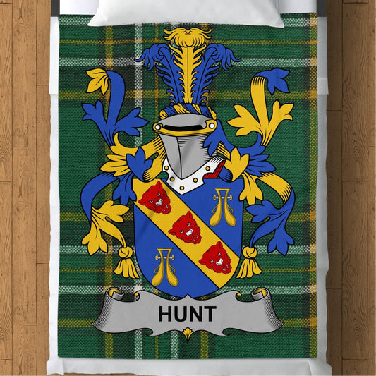 Blankets (Arctic Fleece Blanket (60" x 80")) - / 60" x 80" Hunt Surname Irish Tartan Throw Blanket