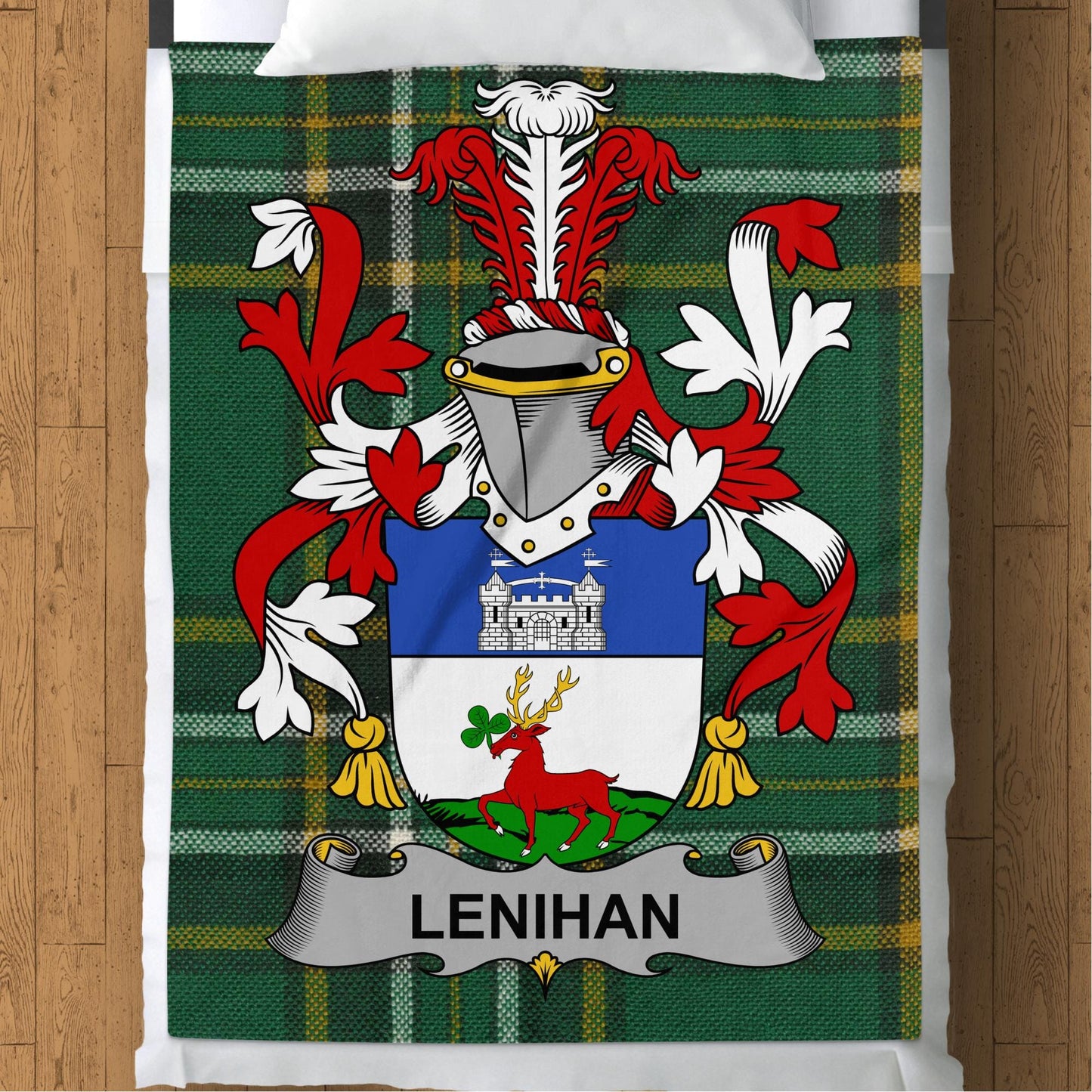 Blankets (Arctic Fleece Blanket (60" x 80")) - / 60" x 80" Lenihan Surname Irish Tartan Throw Blanket