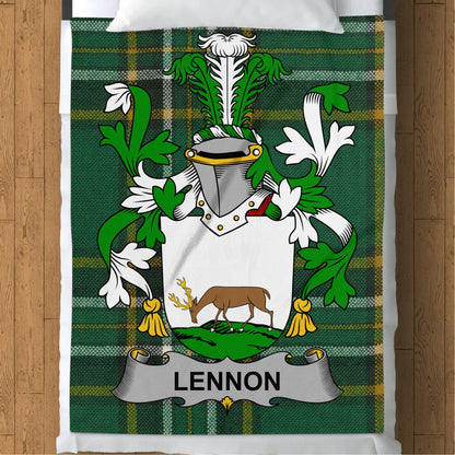 Blankets (Arctic Fleece Blanket (60" x 80")) - / 60" x 80" Lennon Surname Irish Tartan Throw Blanket