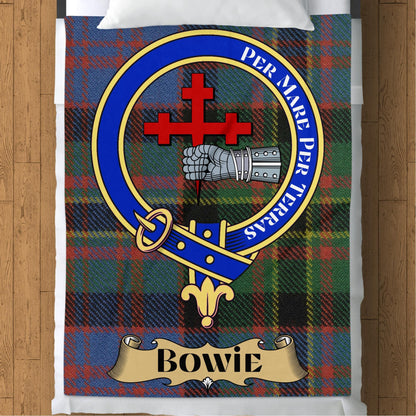 Blankets (Arctic Fleece Blanket (60" x 80")) - / 60" x 80" Scottish Clan Bowie Crest Tartan Throw Blanket