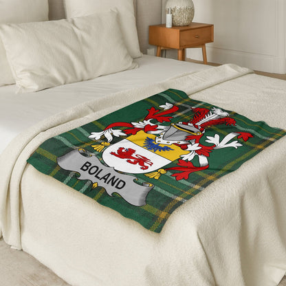 Boland Surname Irish Tartan Throw Blanket