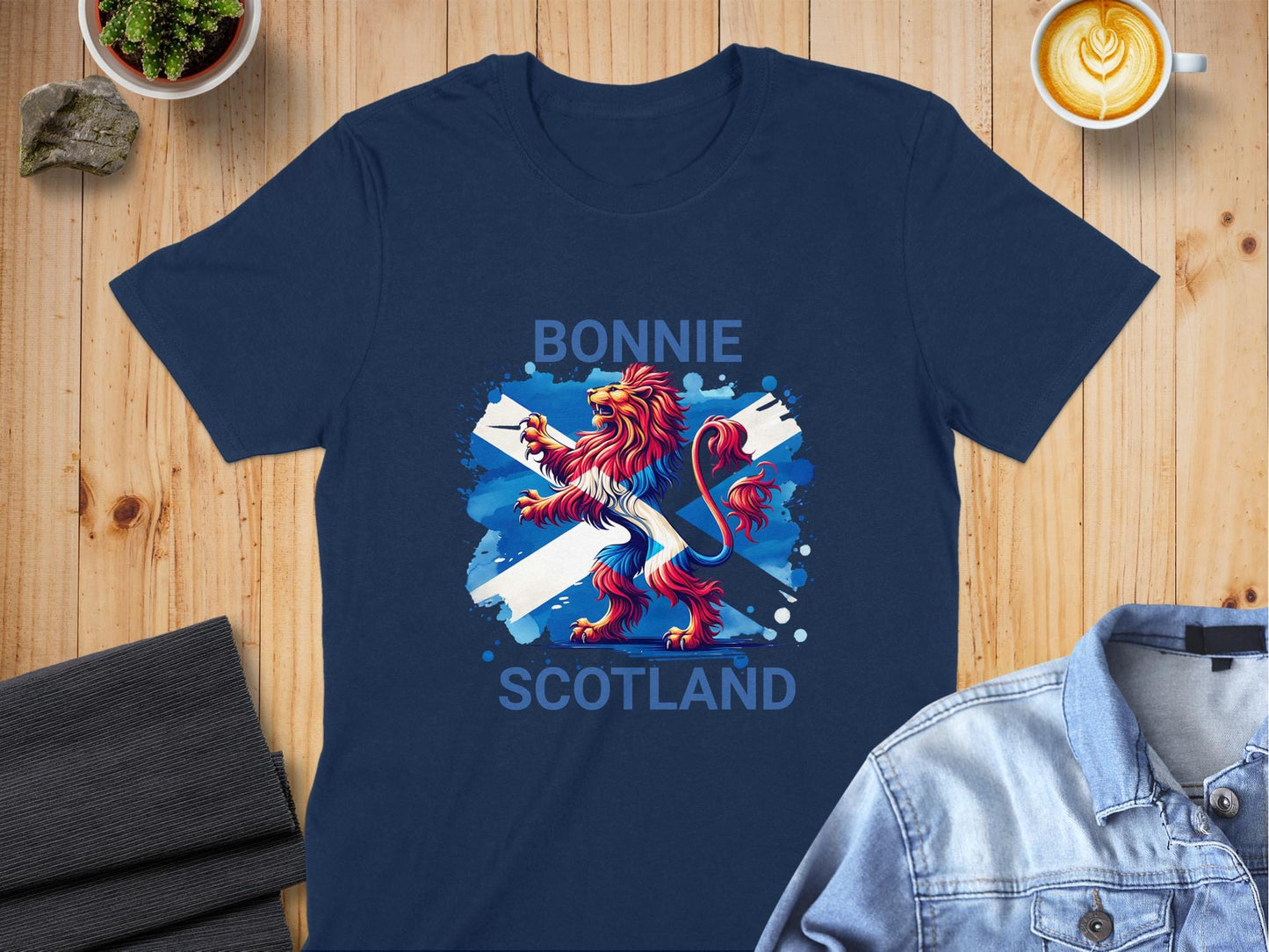 Bonnie Scotland Lion Vibrant Graphic Print T-Shirt