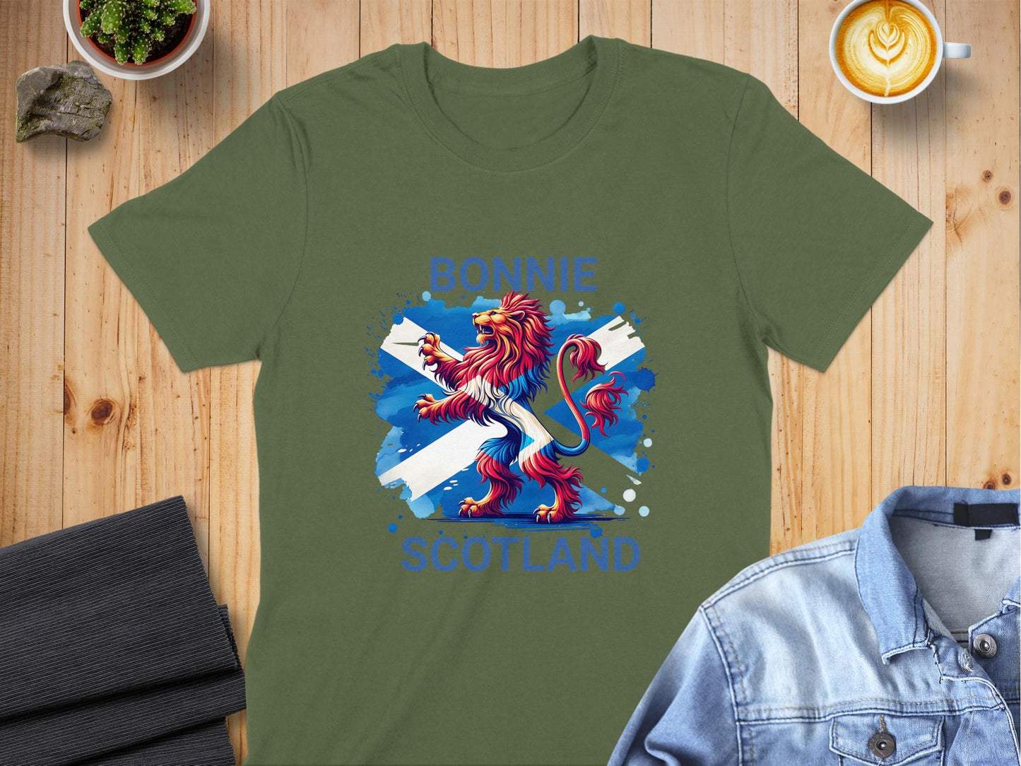 Bonnie Scotland Lion Vibrant Graphic Print T-Shirt