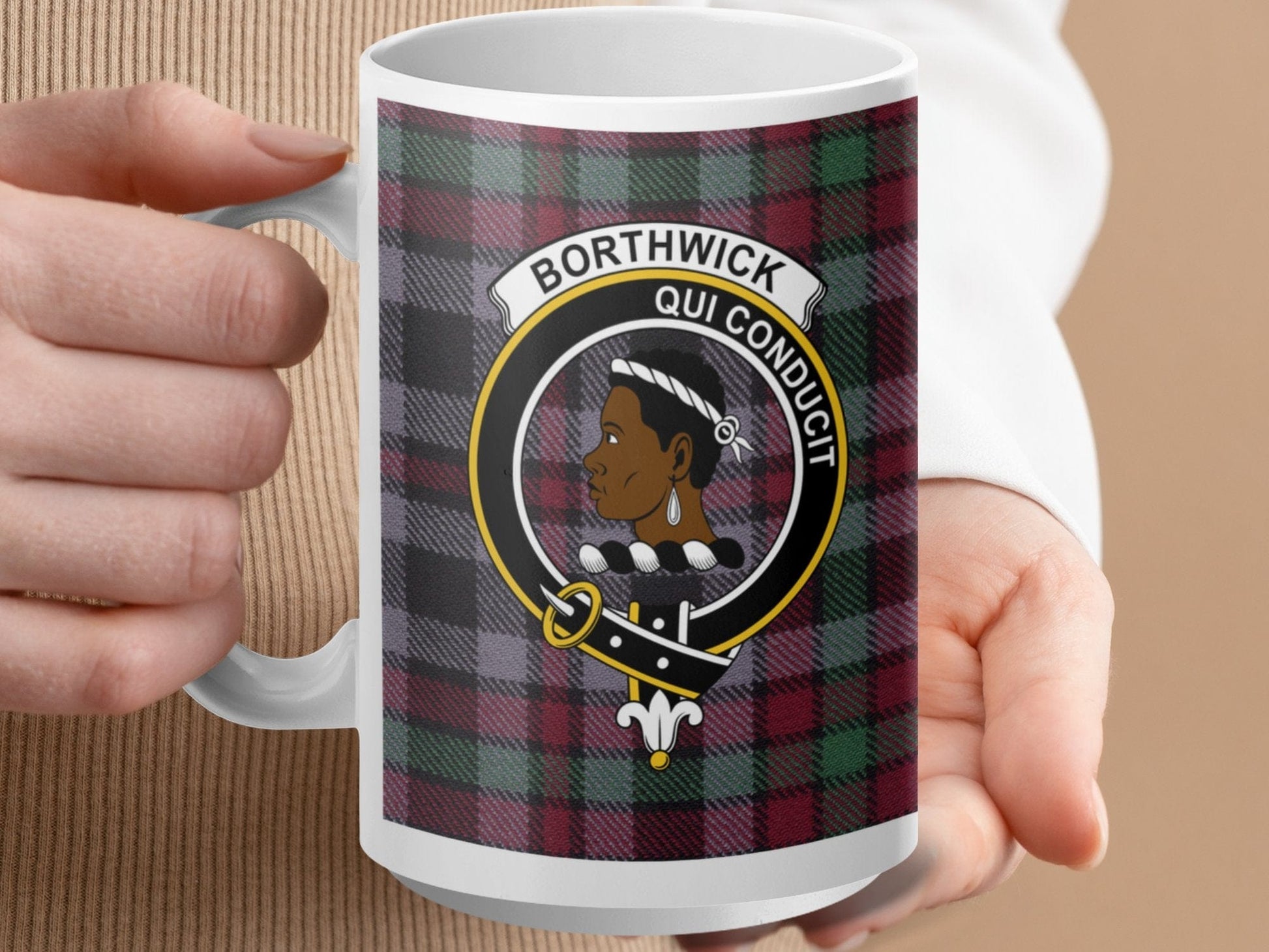 Borthwick Crest Clan Tartan Design Coffee Mug