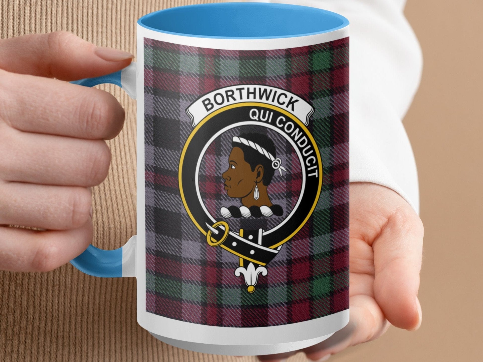 Borthwick Crest Clan Tartan Design Coffee Mug