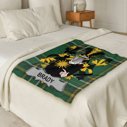 Brady Surname Irish Tartan Throw Blanket