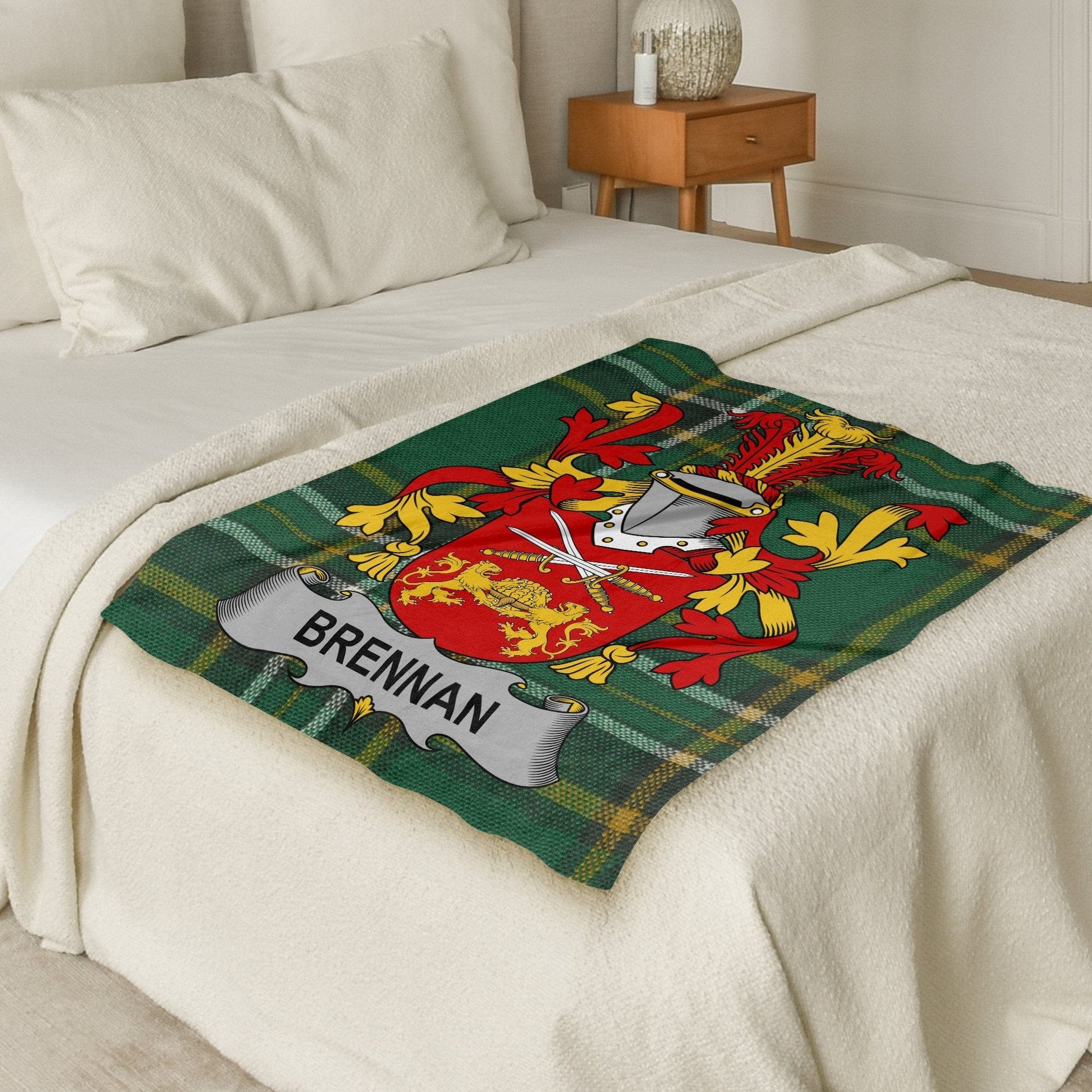 Brennan Surname Irish Tartan Throw Blanket