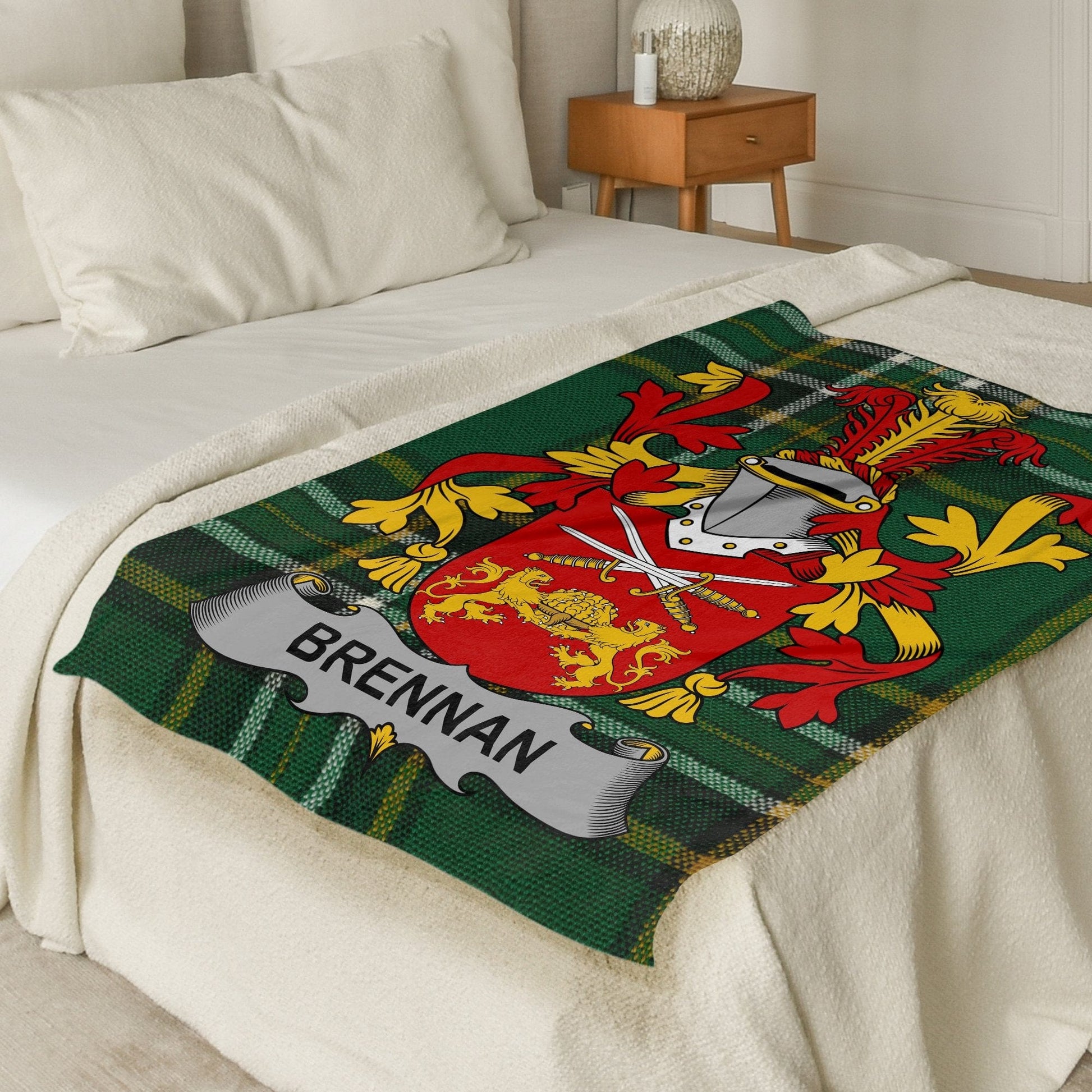 Brennan Surname Irish Tartan Throw Blanket