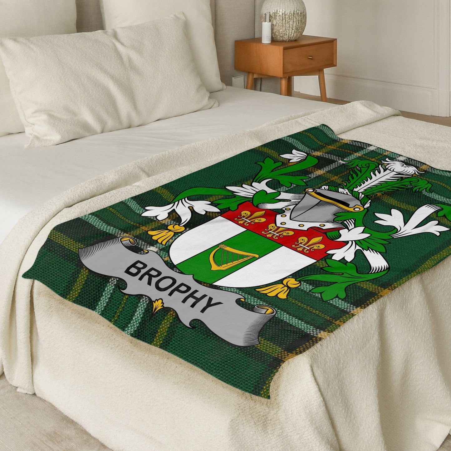 Brophy Surname Irish Tartan Throw Blanket