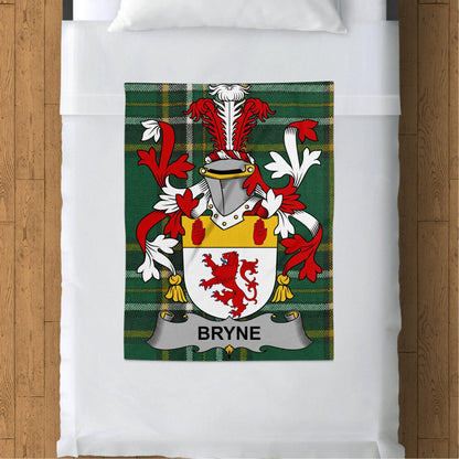 Bryne Surname Irish Tartan Throw Blanket