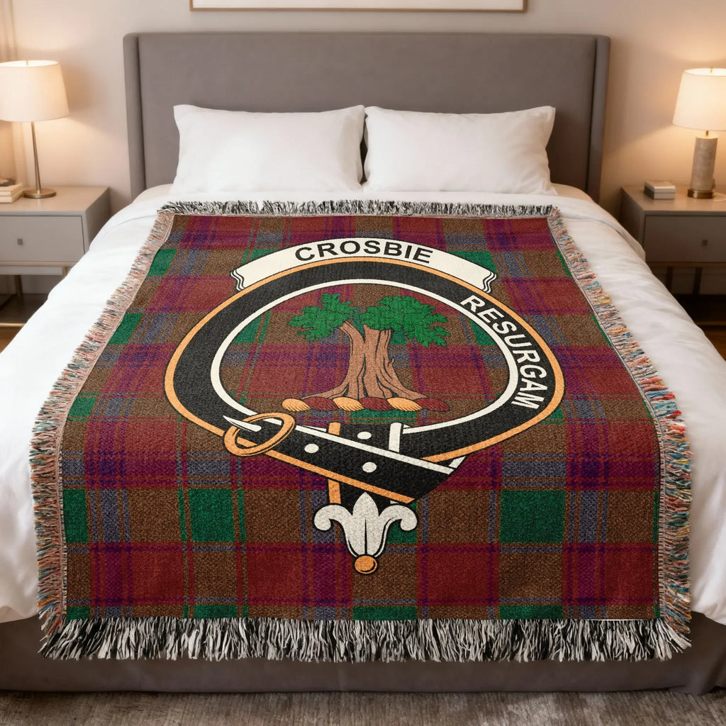 Crosbie Resurgam Tartan Blanket with Family Crest Design