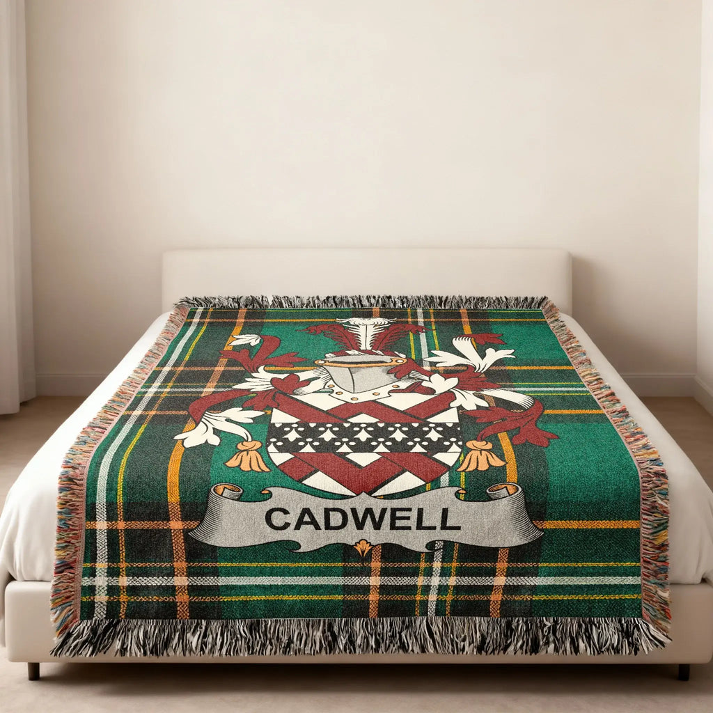 Cadwell Family Crest Plaid Green Throw Blanket product type