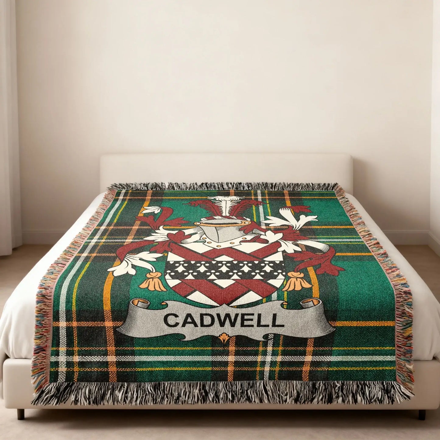 Cadwell Family Crest Plaid Green Throw Blanket product type