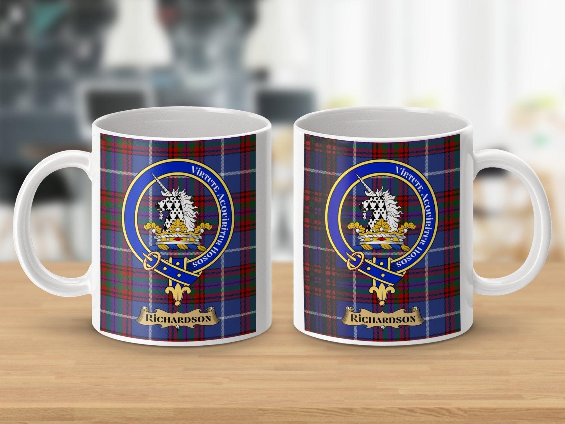 Richardson Clan Crest Tartan Mug Perfect for Gifts - Living Stone Gifts