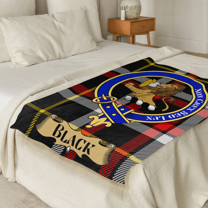 Black Scottish Tartan Clan Crest Throw Blanket - Living Stone Gifts