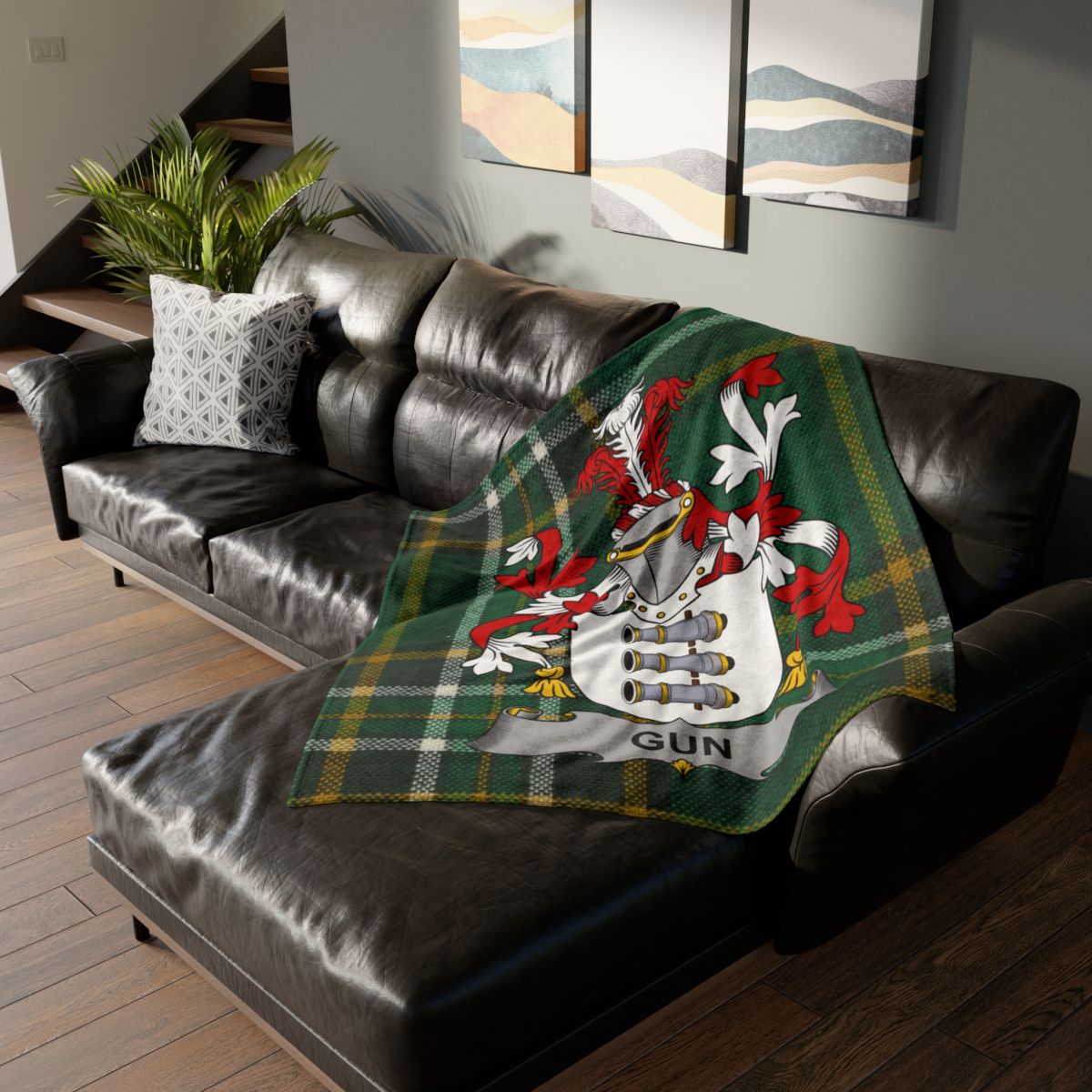Gun Crest Blanket with Knight and Leaf Pattern product