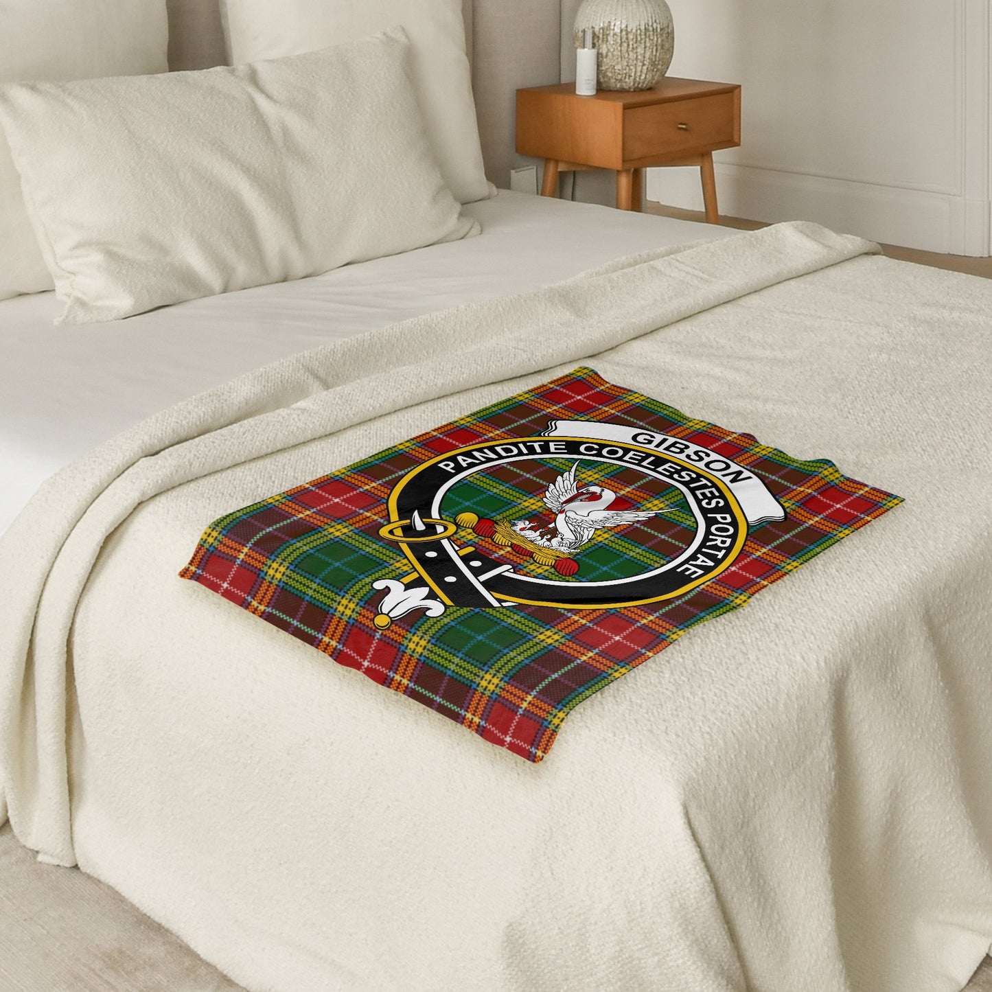 Scottish Clan Gibson Crest Tartan Blanket - Living Stone Gifts