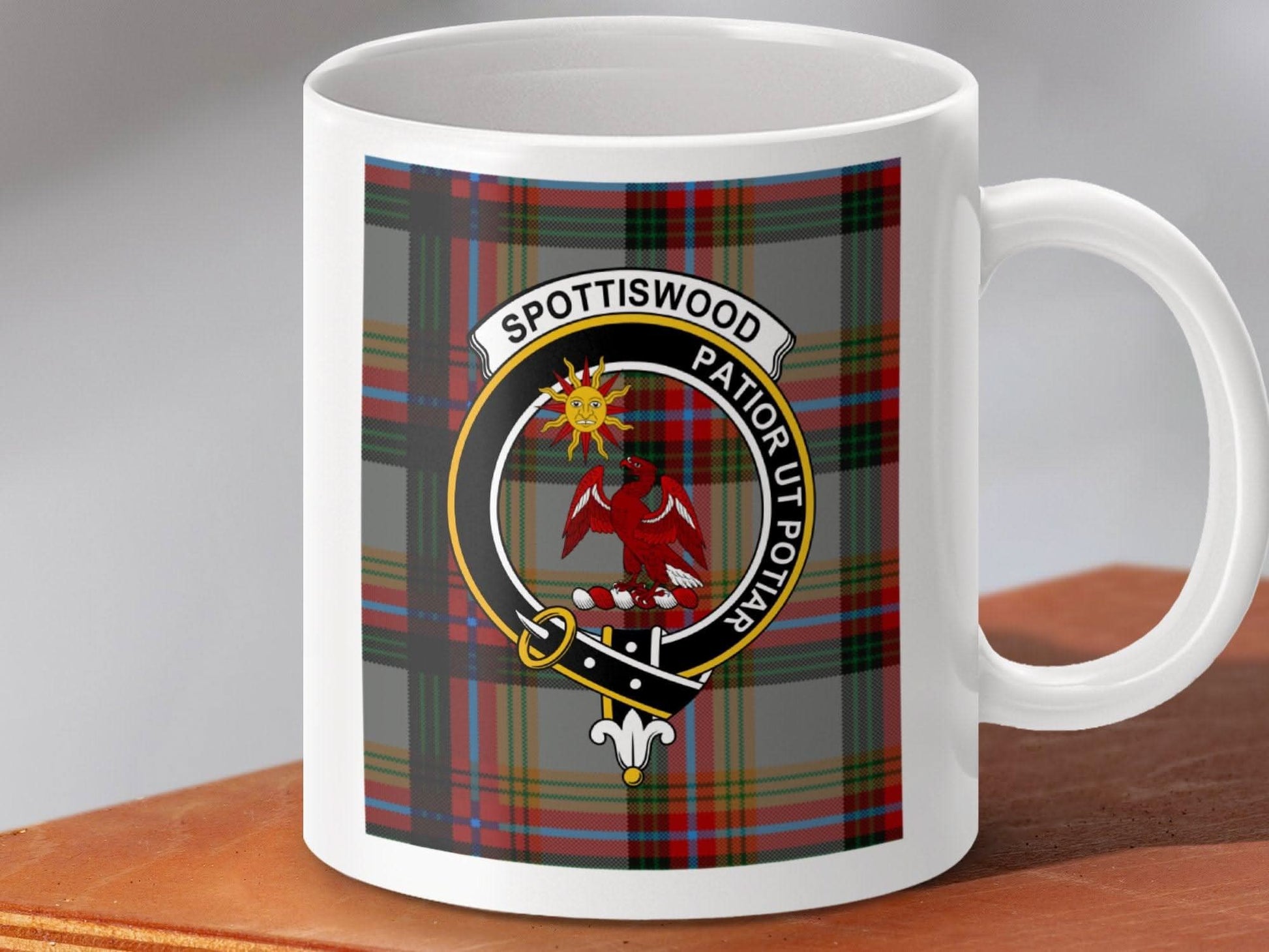 Spottiswood Clan Crest Tartan Design Mug product