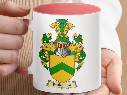 Pinkerton Scottish Family Crest Coat of Arms Mug - Living Stone Gifts