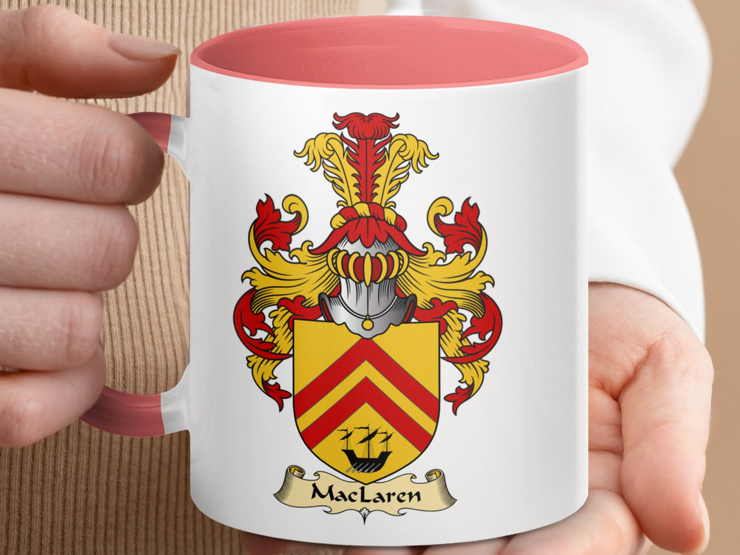 MacLaren Scottish Clan Coat of Arms Accent Coffee Mug - Living Stone Gifts