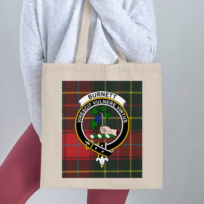 Burnett Clan Scottish Tartan Crest Tote Bag - Living Stone Gifts