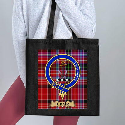 Craik Scottish Clan Crest Tartan Pattern Tote Bag - Living Stone Gifts