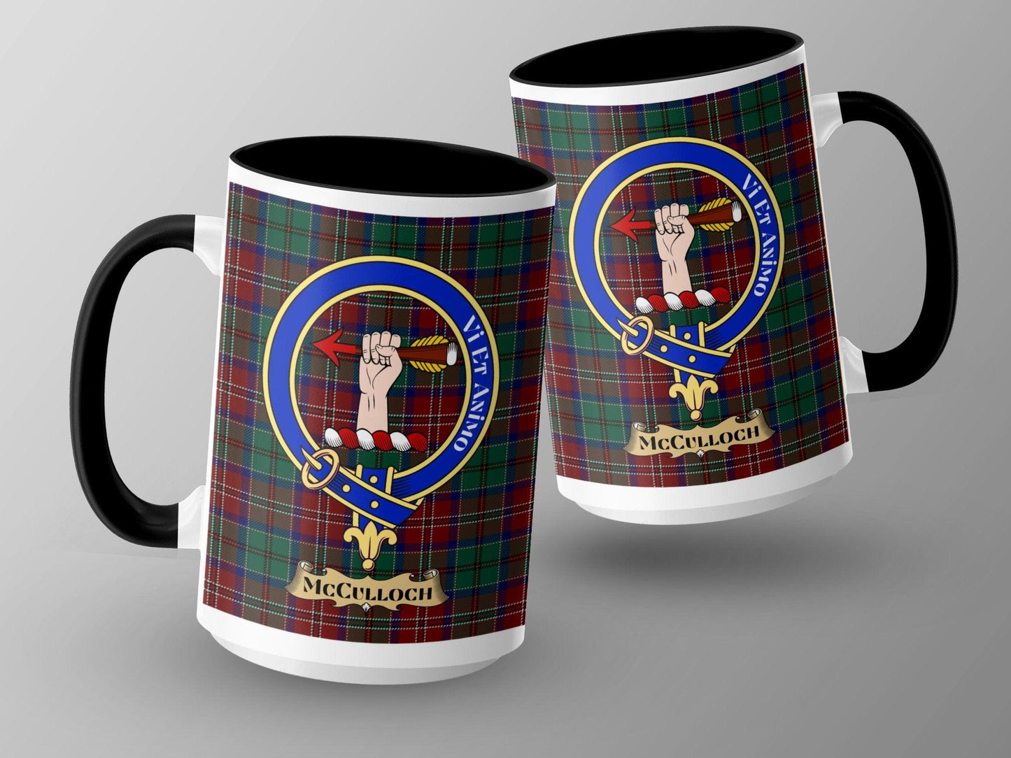 McCulloch Clan Family Crest Tartan Design Coffee Mug - Living Stone Gifts