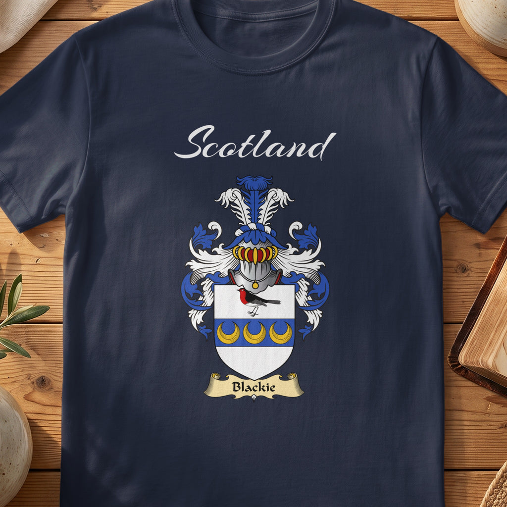 Blackie Scottish family shield T-shirt in Navy
