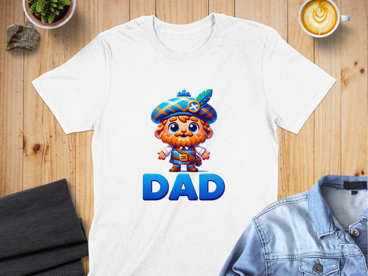 Cute Cartoon Dad in Scottish Outfit T-Shirt - Living Stone Gifts