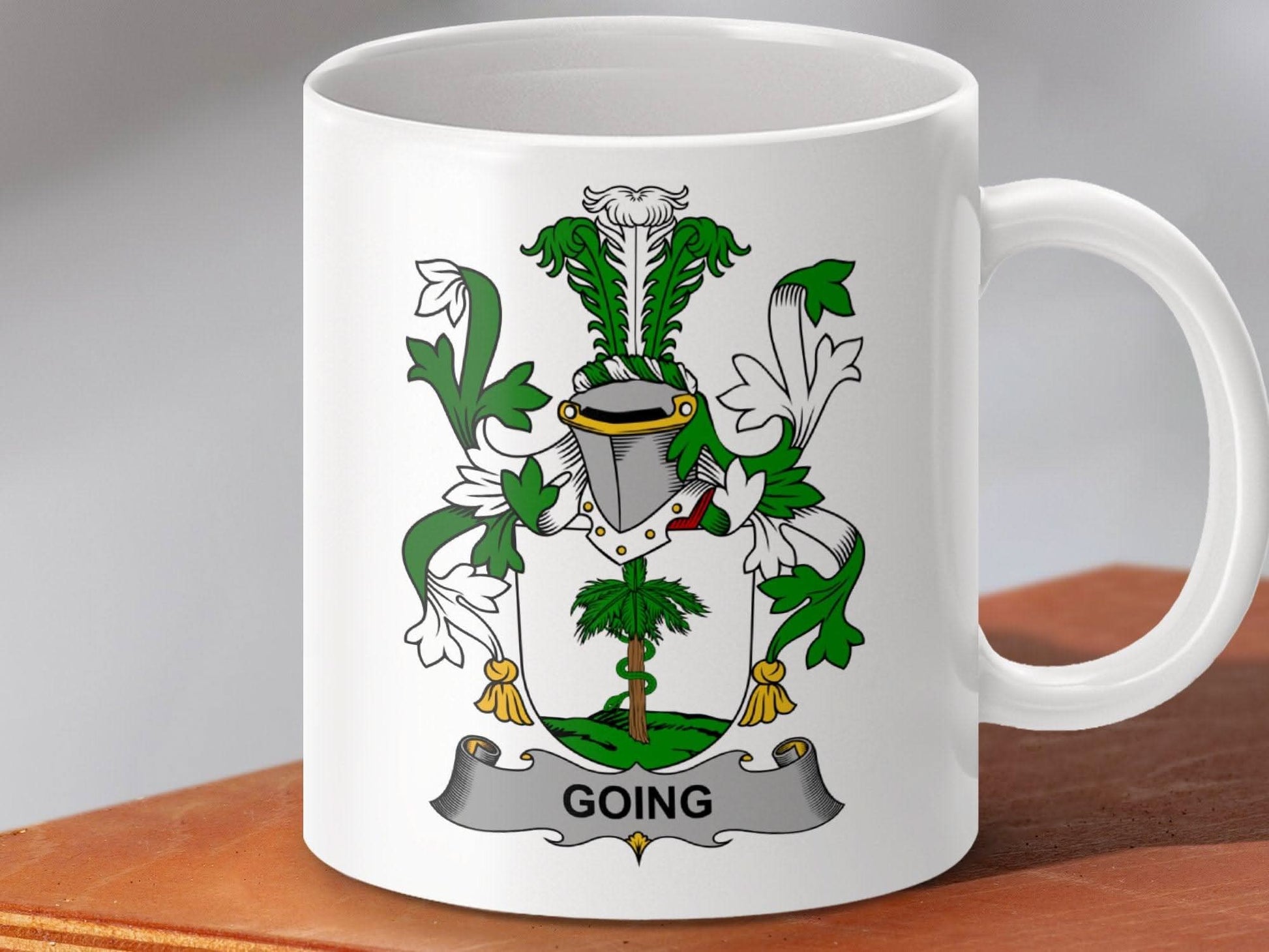 Going Surname Irish Family Crest Mug - Celtic Ancestry Gifts