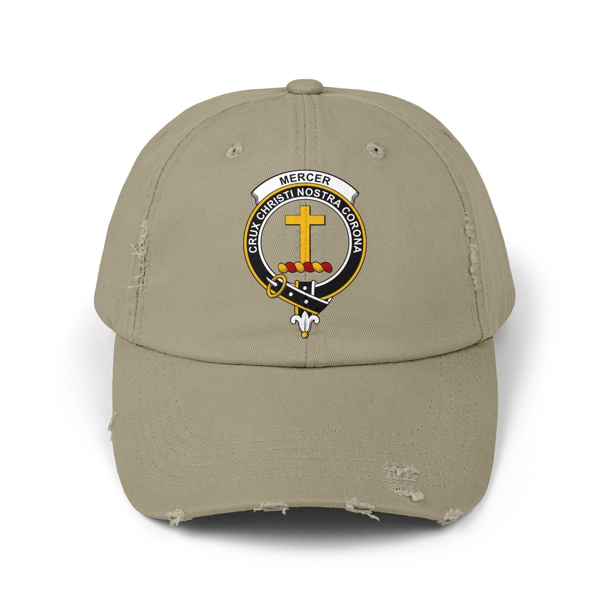 Mercer Clan Crest Scottish Distressed Baseball Cap - Celtic Ancestry Gifts