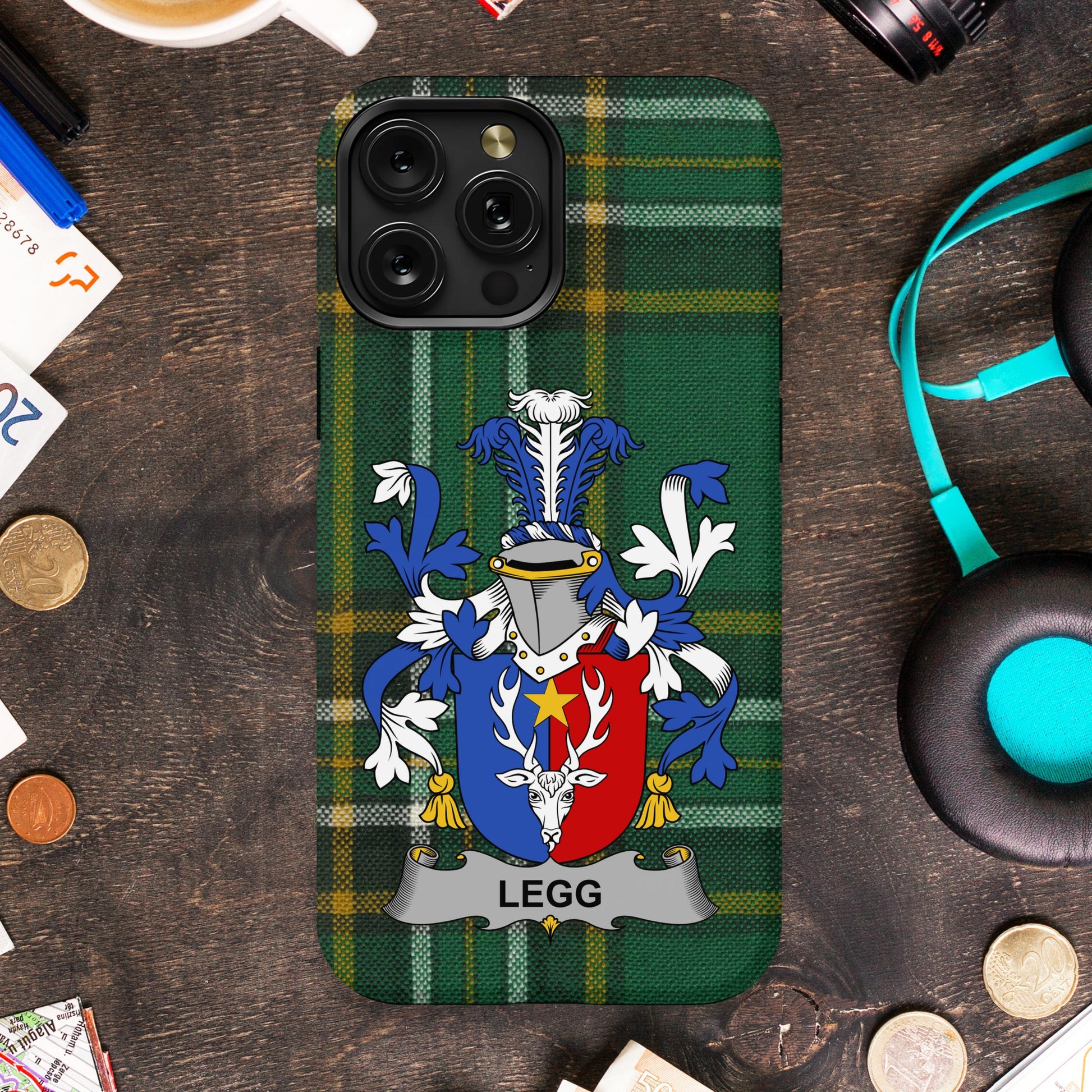 Legg Family Crest Shield Design Cell phone cover - Celtic Ancestry Gifts