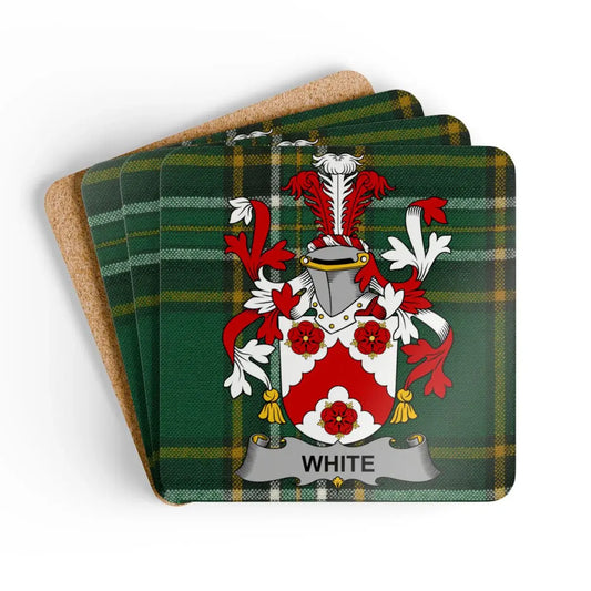 White Family Crest Tartan Plaid Print Coaster product