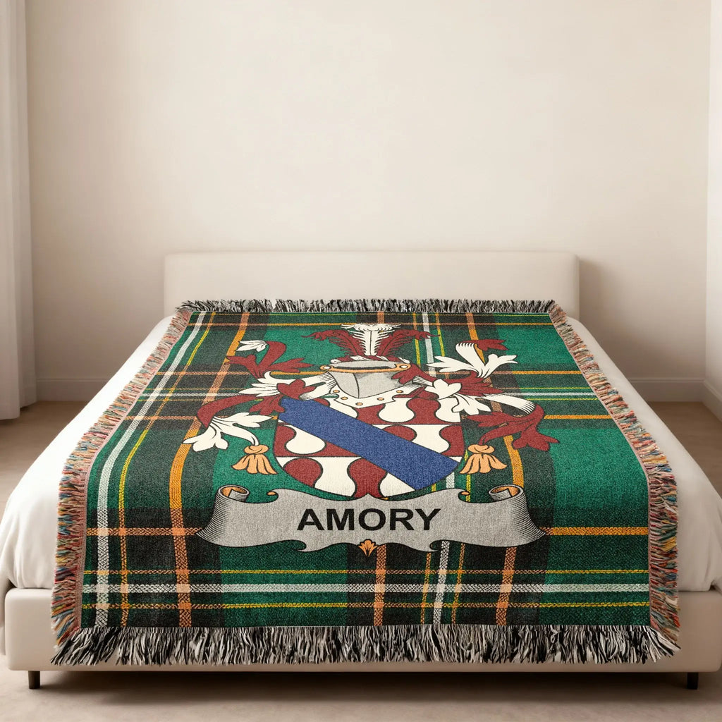 Amory Family Crest Tartan Green Woven Blanket product type