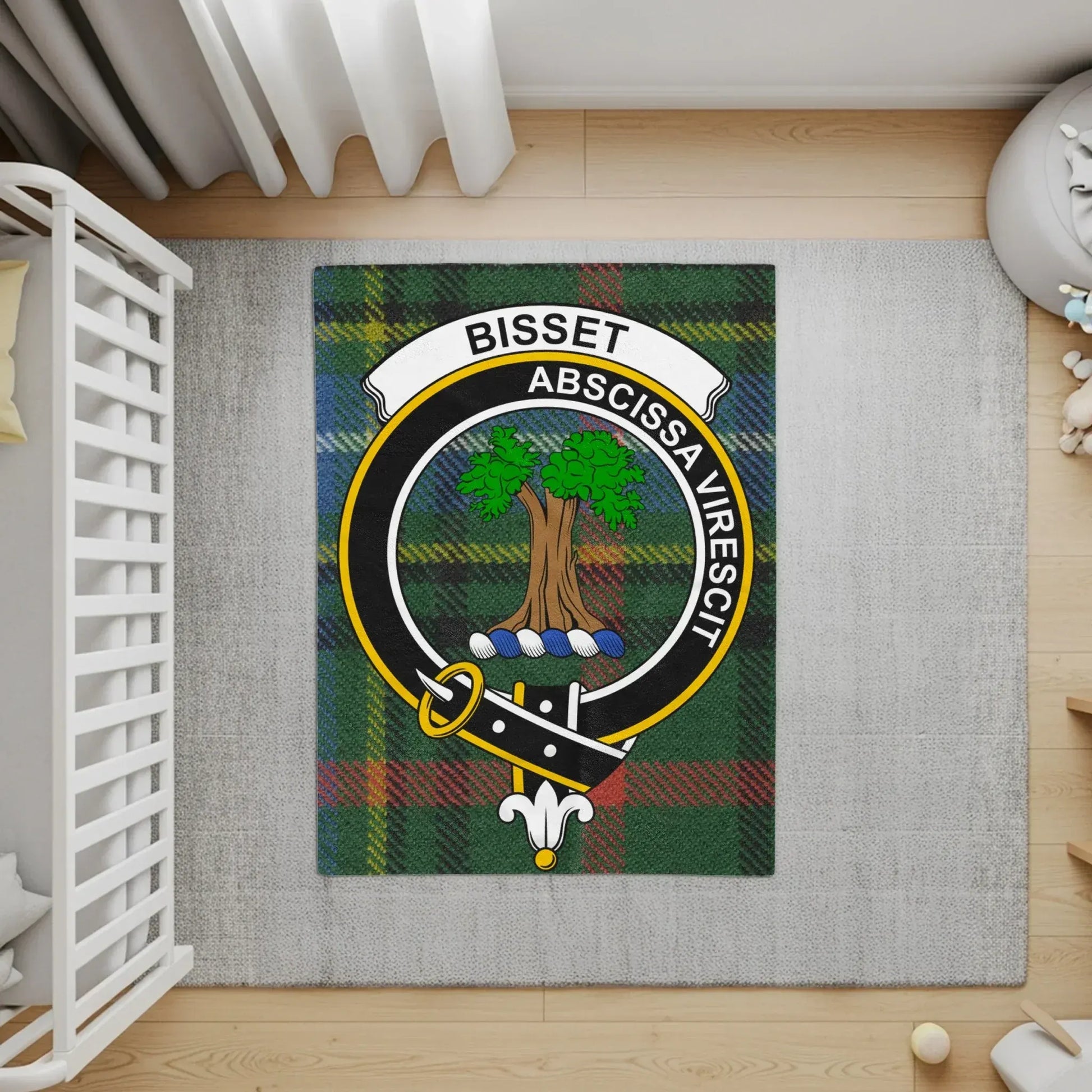 Bisset Abscissa Virescit Family Crest Tartan Rug product