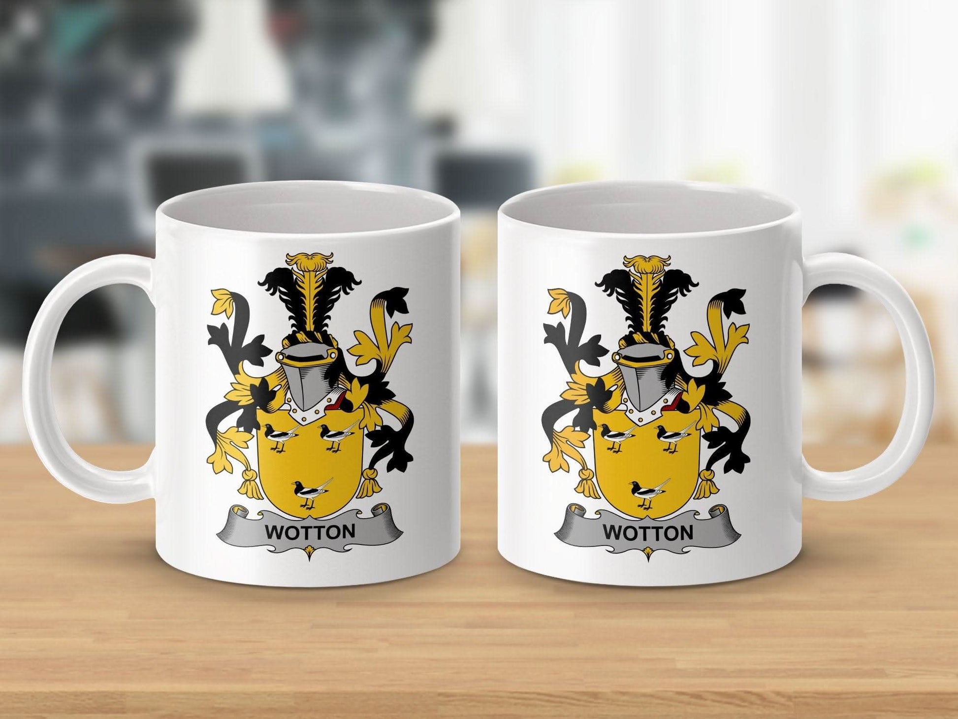 Wotton Family Crest Emblazoned Coffee Mug - Celtic Ancestry Gifts