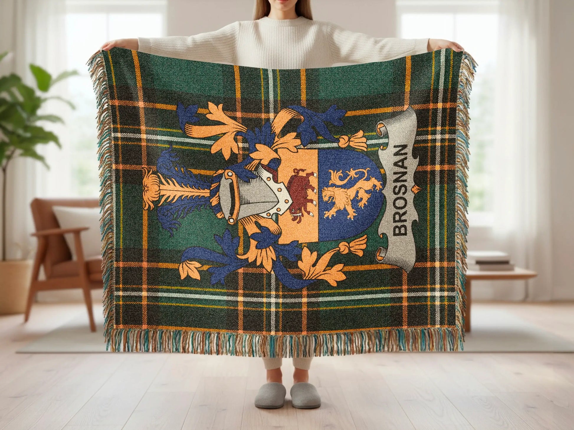 Brosnan Family Crest Plaid Pattern Blanket product type