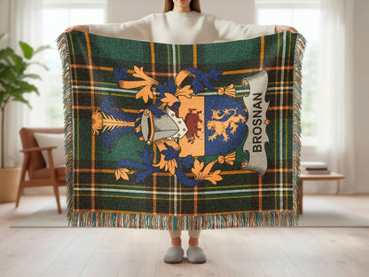 Brosnan Family Crest Plaid Pattern Blanket product type