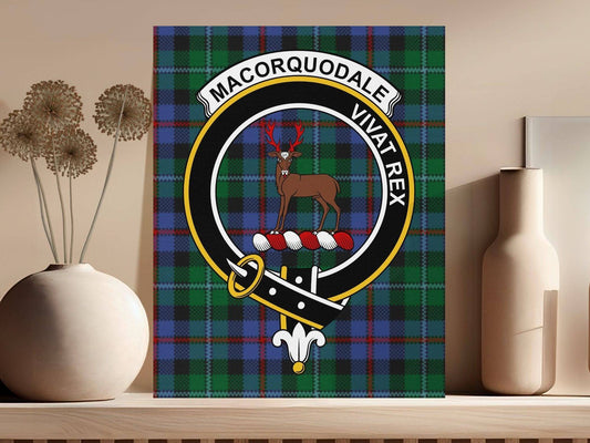 MacQuorquodale Crest Vivat Rex Scottish Tartan Canvas - Celtic Ancestry Gifts