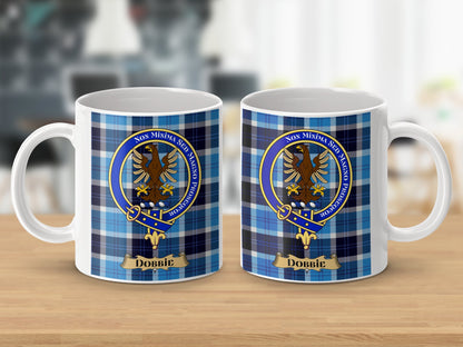 Clan Dobbie Scottish Tartan Crest Blue Plaid Mug - Living Stone Gifts