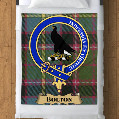 Scottish Clan Bolton Crest Tartan Throw Blanket - Living Stone Gifts