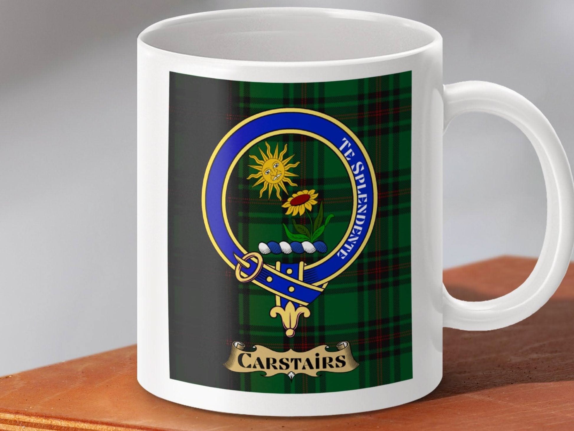 Carstairs Family Clan Crest Green Tartan Mug product