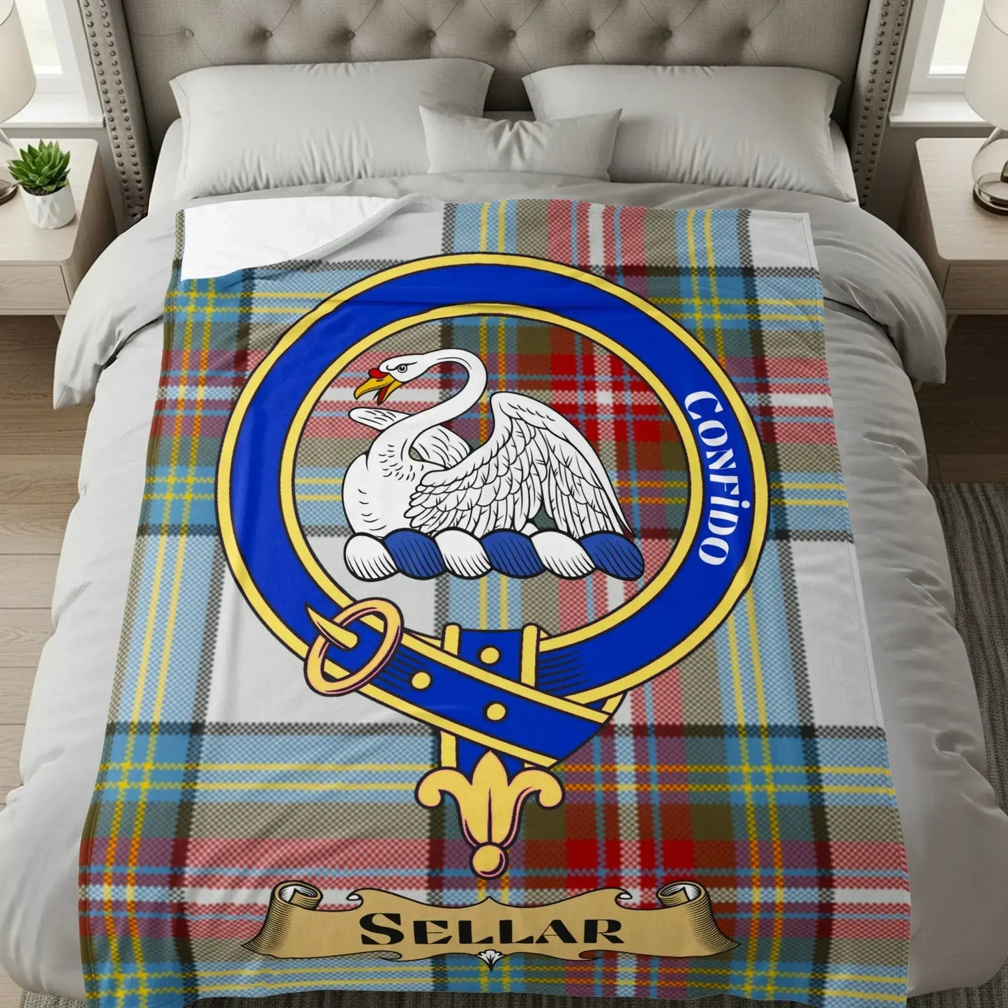 Clan Crest Badge of Sellar Tartan Clan Blanket product