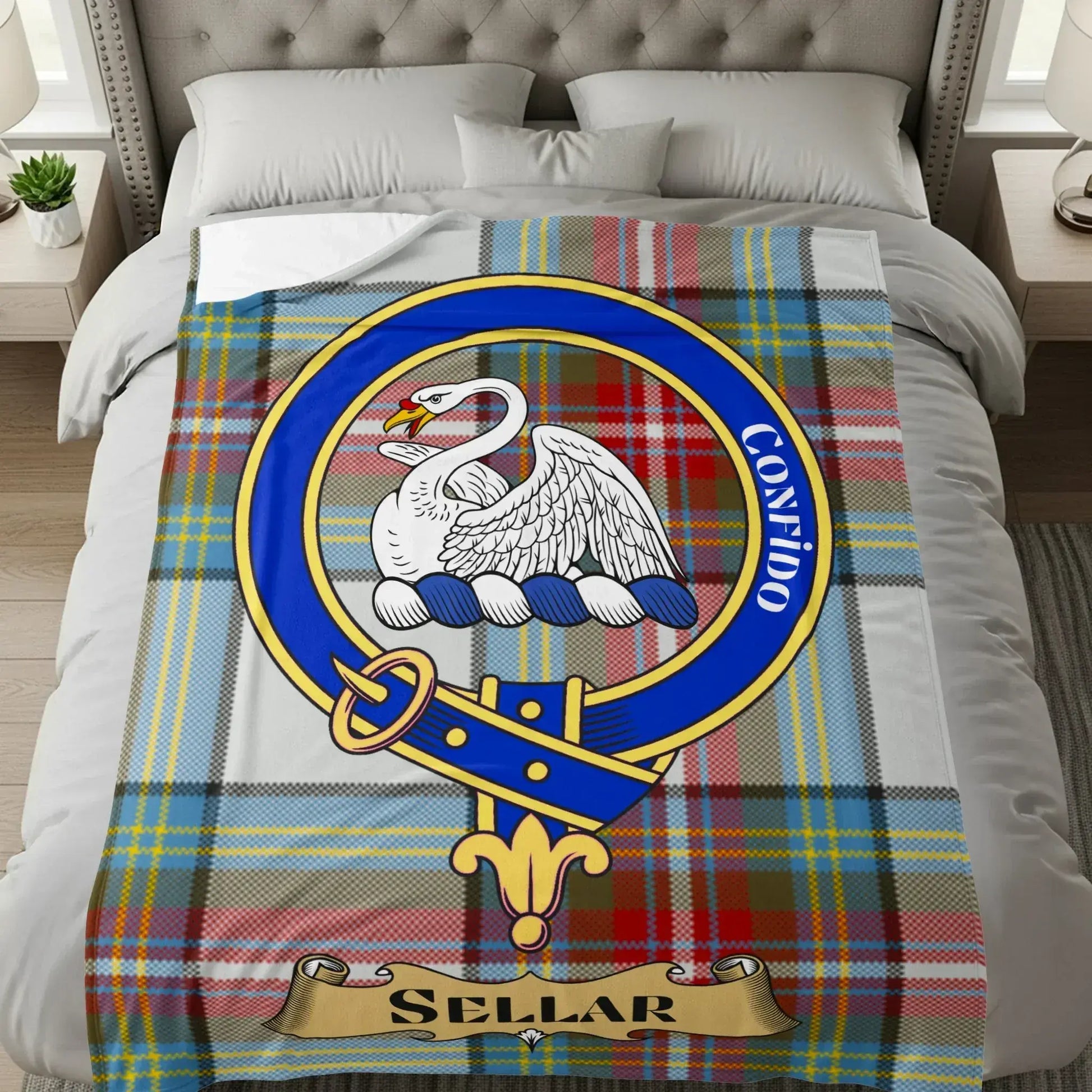 Clan Crest Badge of Sellar Tartan Clan Blanket product