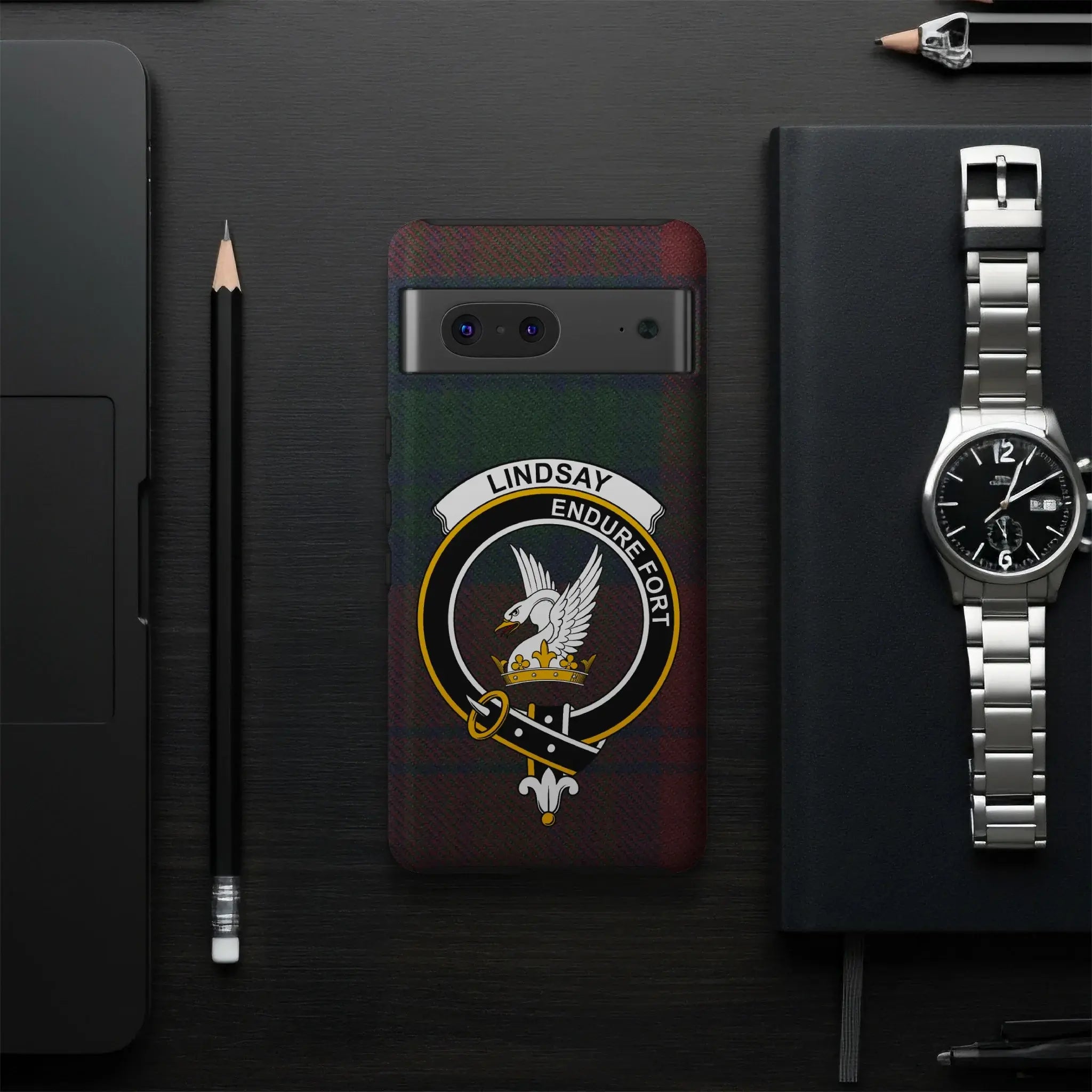 Lindsay Endure Fort emblem phone case cover — full Endure Bravely eagle clan design visible