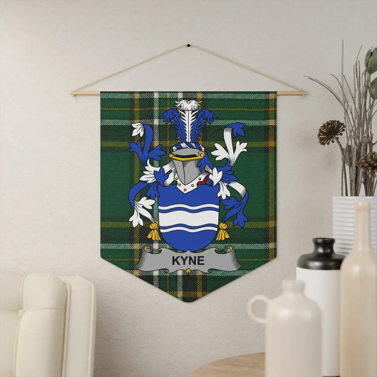 Personalized Family Crest Plaid Wall Hanging Tapestry product