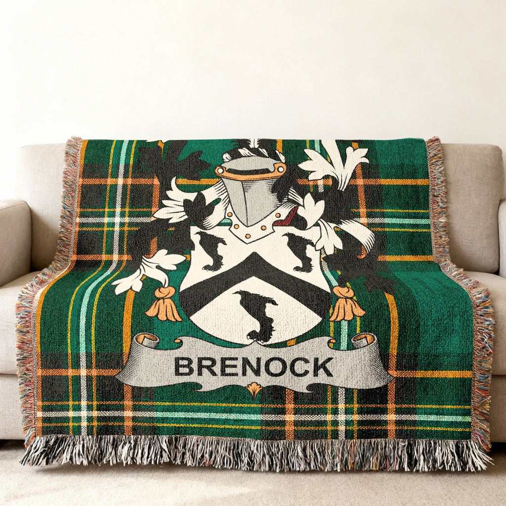 Brenock Clan Crest Tartan Plaid Fringed Throw Blanket product type