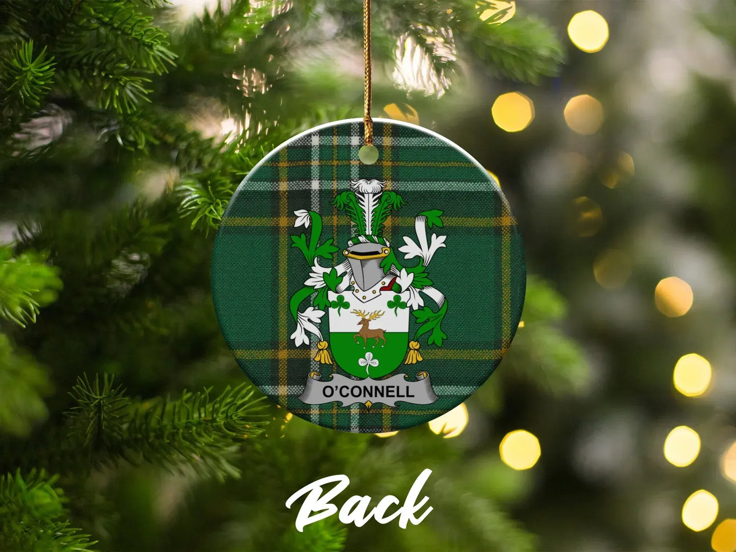 Family Crest Green Plaid Christmas Ornament product type