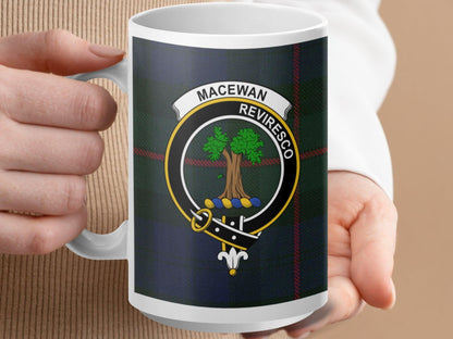 Scottish Clan MacEwan Crest Tartan Plaid Design Mug - Living Stone Gifts